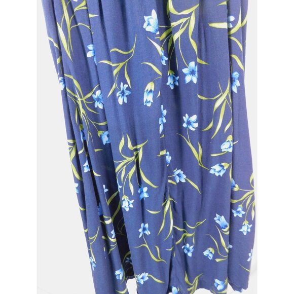 Capacity Skirt Womens Medium Blue Floral Button Front Chambray Waist Boho Midi - Picture 7 of 12